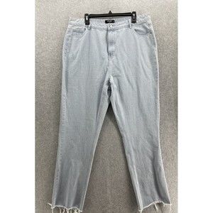 Missguided Women's Jeans Frayed Ends Plus Size 16 Light Wash Straight Leg